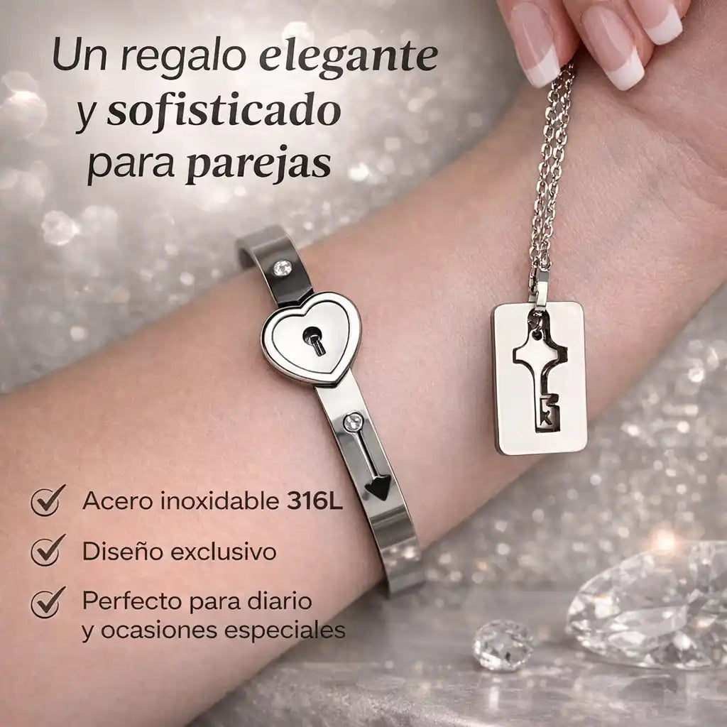 LockBond™ | Pulsera + Collar Amor Candado - Un lujo para tu pareja