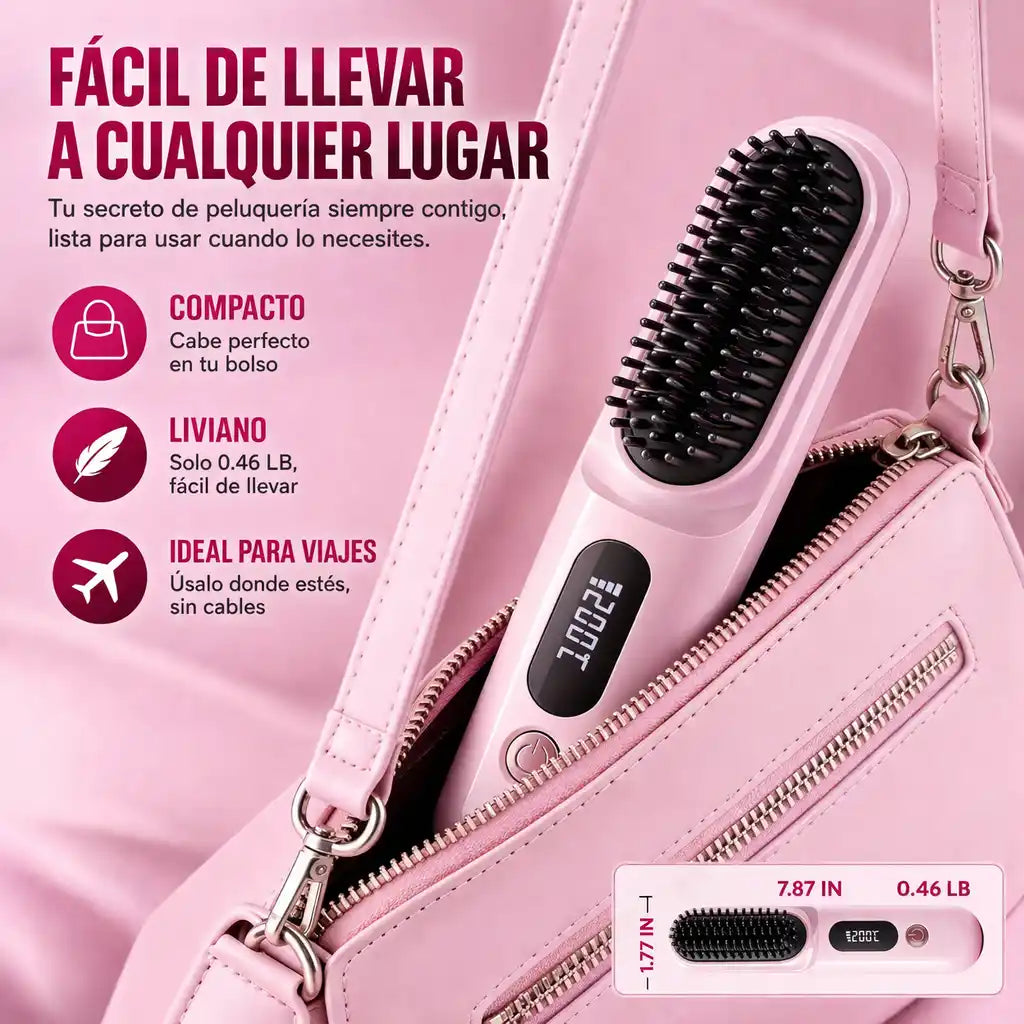 GoBrush™ Portable Styler – Cepillo Alisador Portátil | Cabello listo en minutos donde estés
