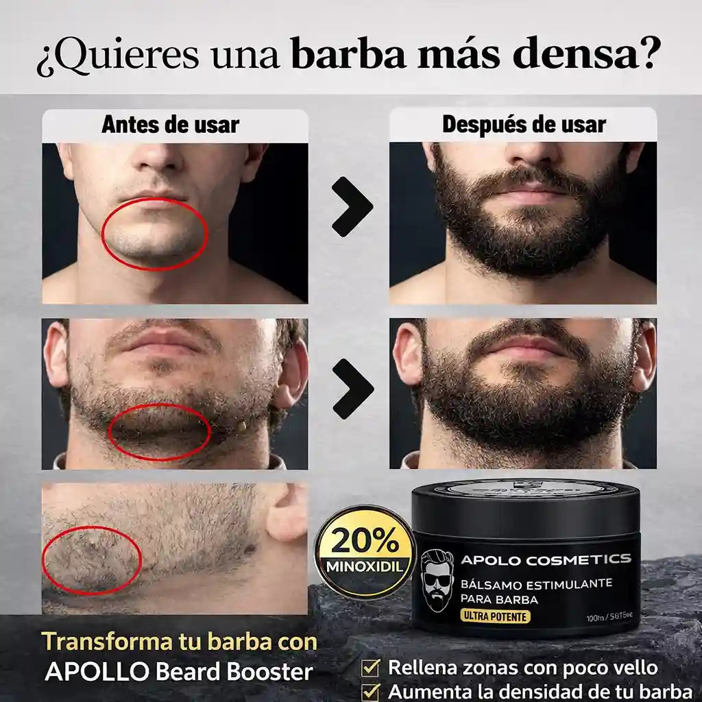 APOLLO® Beard Booster | Estimulante de Barba con Minoxidil al 20% para una barba más densa y uniforme