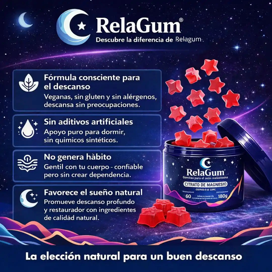 RelaGum® Sleep | Gomitas para ayudarte a dormir mejor, sin melatonina y sin despertar pesado