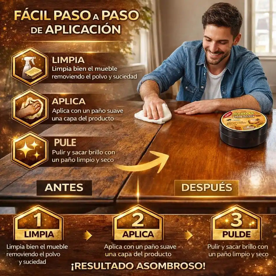 BeeShine™ Wood Restore – Cera Restauradora y Brilladora de Madera
