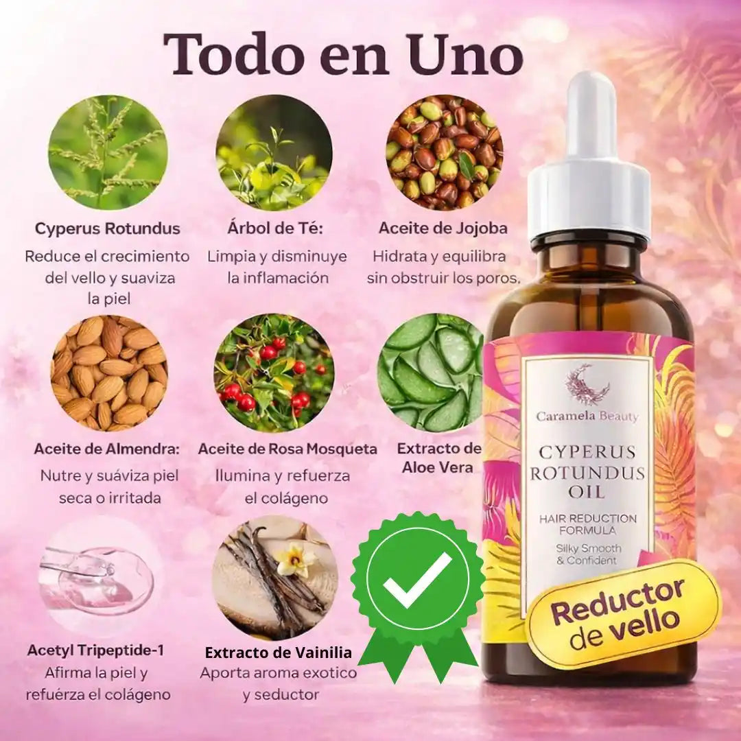 Caramela Beauty® | Cyperus Control Oil – Aceite Reductor de Vello 30 ml