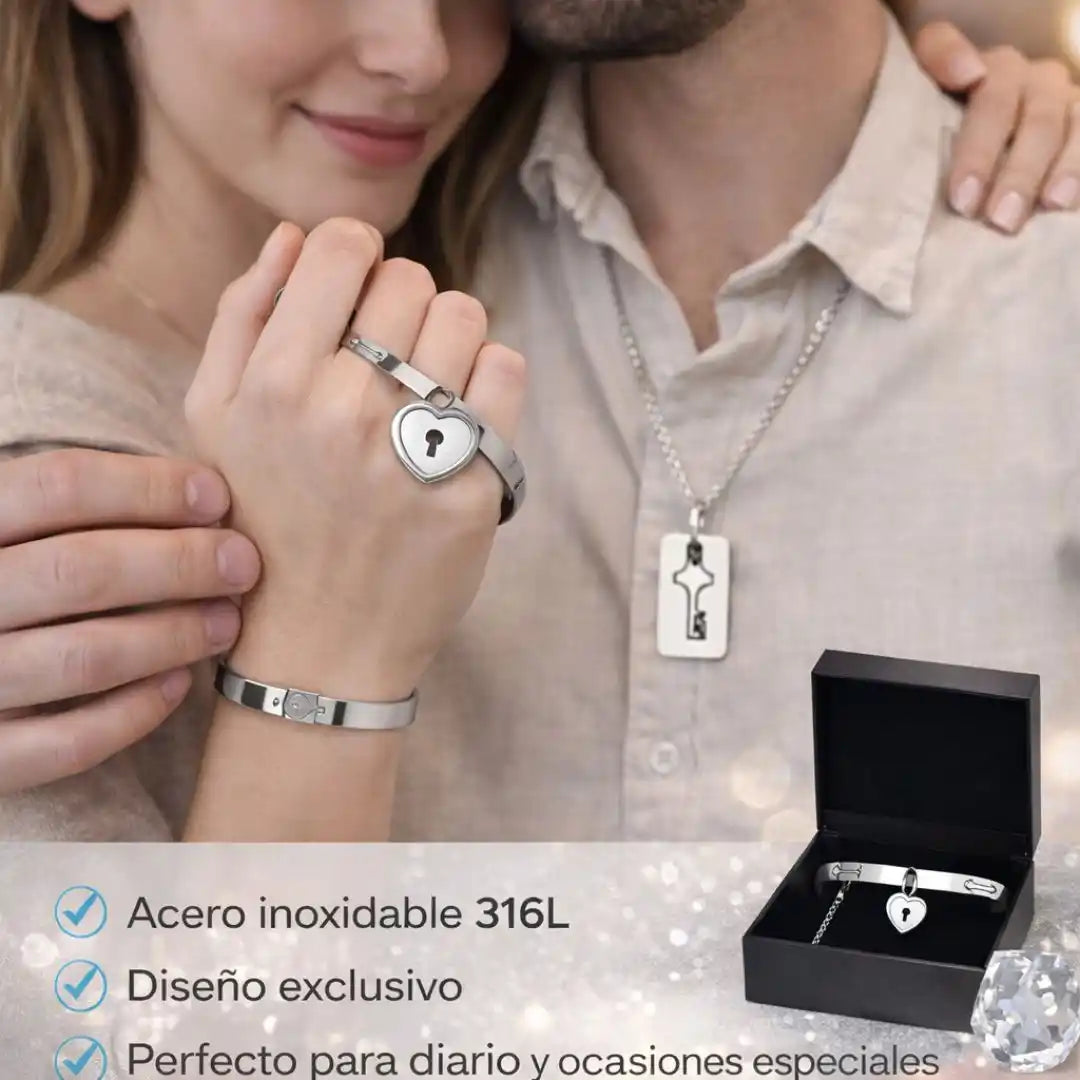 LockBond™ | Pulsera + Collar Amor Candado - Un lujo para tu pareja