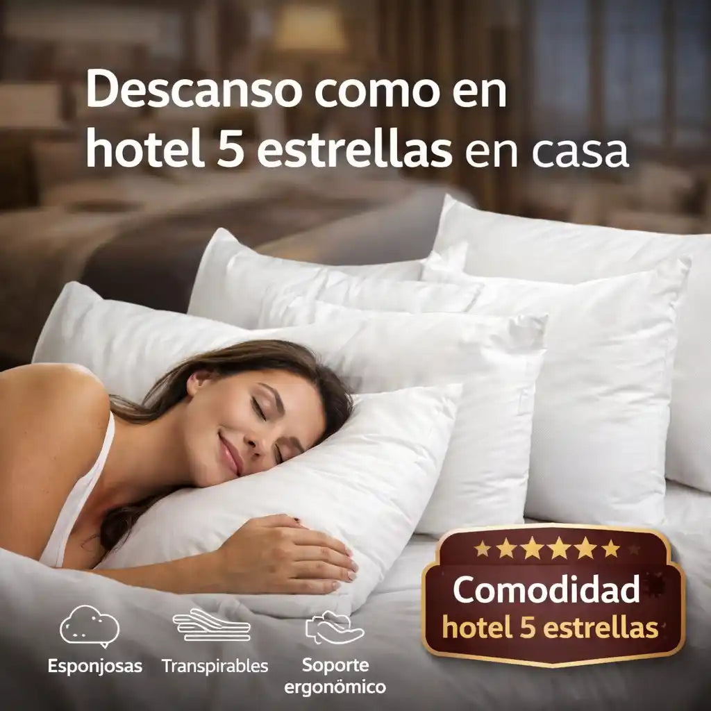 DreamRest™ – Set X 4 de Almohadas Siliconadas Premium | Descanso tipo hotel cinco estrellas
