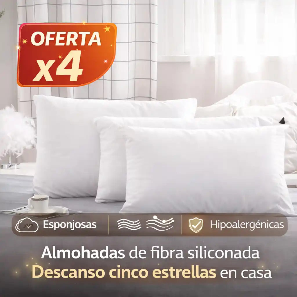 DreamRest™ – Set X 4 de Almohadas Siliconadas Premium | Descanso tipo hotel cinco estrellas
