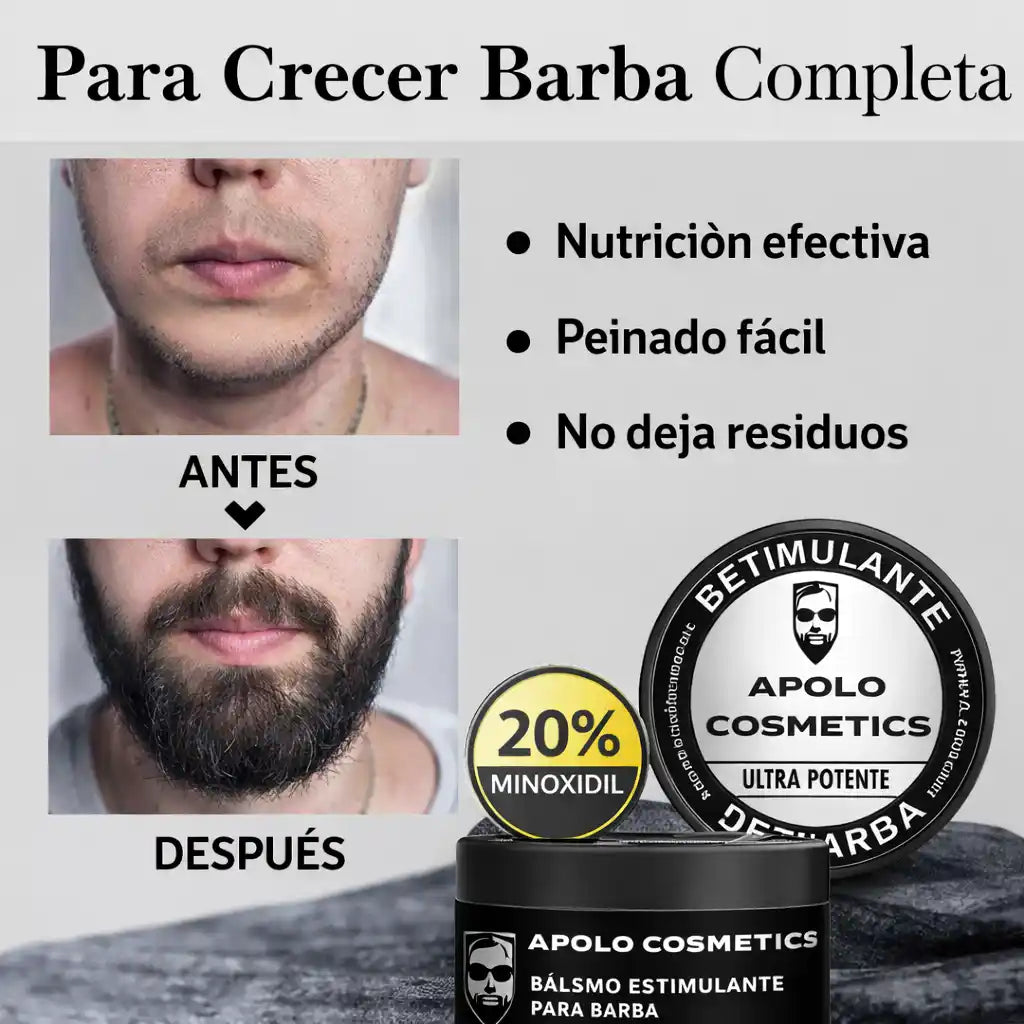APOLLO® Beard Booster | Estimulante de Barba con Minoxidil al 20% para una barba más densa y uniforme