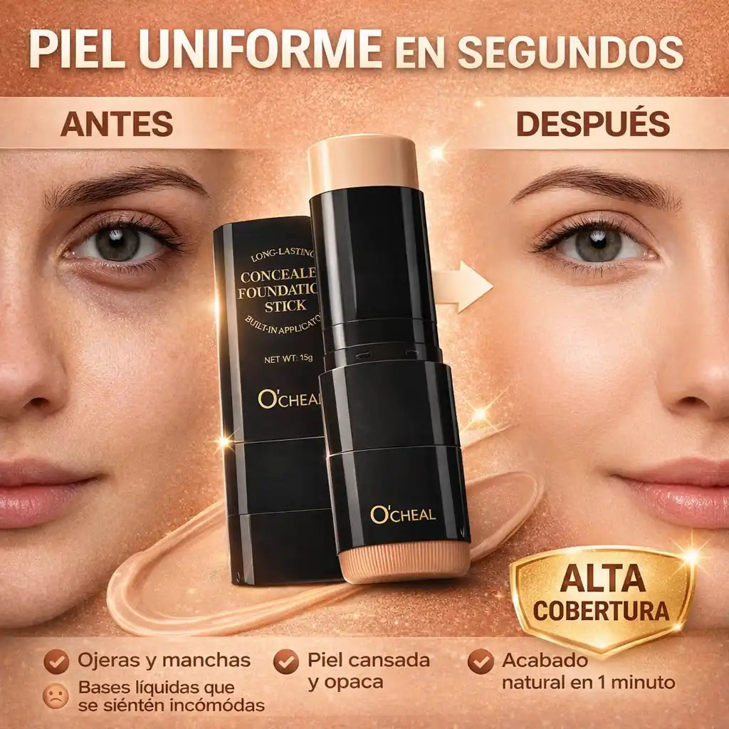 Foundation Stick™ – Base en Barra de Alta Cobertura para un Rostro Uniforme en Segundos