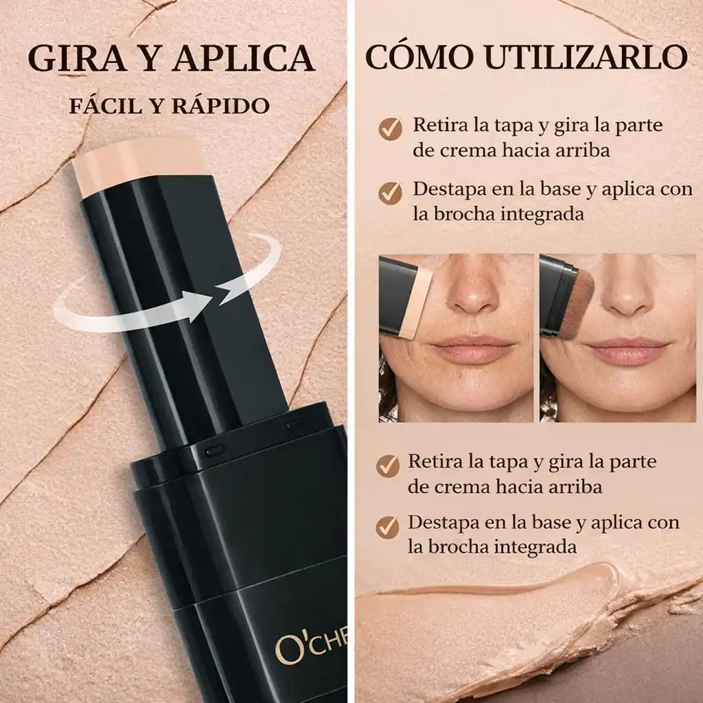 Foundation Stick™ – Base en Barra de Alta Cobertura para un Rostro Uniforme en Segundos