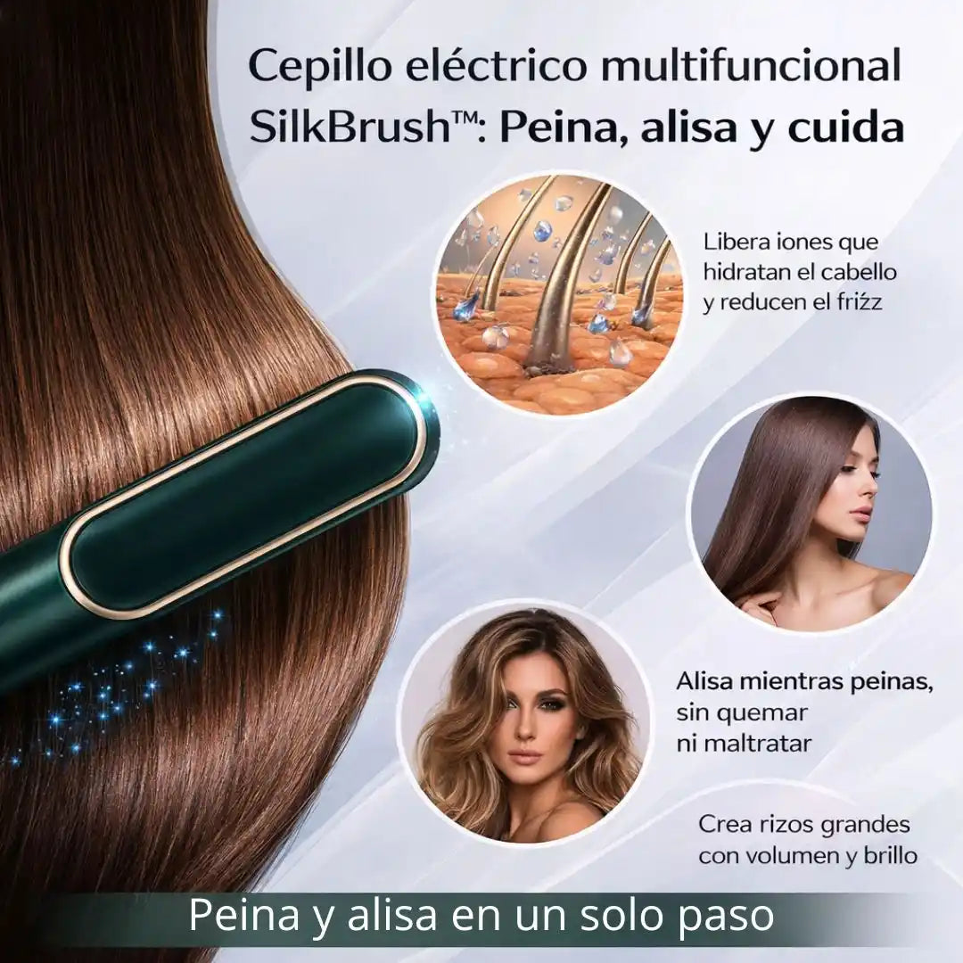 SilkBrush™ Cepillo Alisador 2 en 1 — Cabello Pulido en Minutos